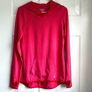 Heather Pink Head Pull Over Front Pocket Athleisure Workout Hoodie Size Small